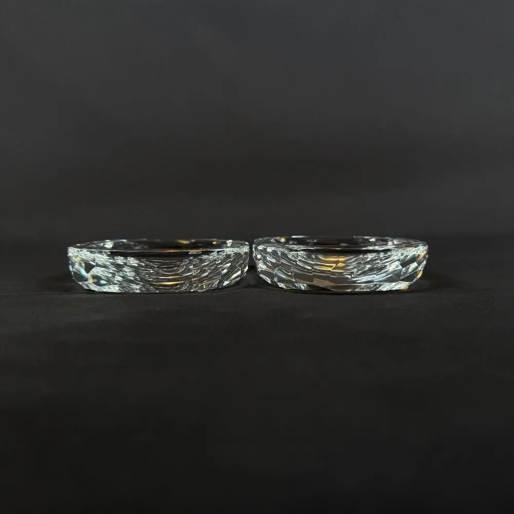 Lot of 2 Oleg Cassini Saks Fifth Avenue Crystal Glass Oval SOAP Dish 4.5